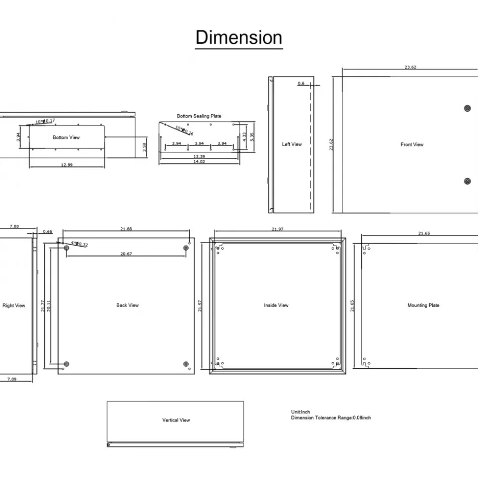 VEVOR NEMA Steel Case, 24x24x8'' NEMA 4X Metal Electric Enclosure, IP66 Water & Dust Resistant, Suitable for Both Outdoor & Indoor Use, Includes Mounting Plate