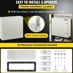 VEVOR NEMA Steel Case, 24x24x8'' NEMA 4X Metal Electric Enclosure, IP66 Water & Dust Resistant, Suitable for Both Outdoor & Indoor Use, Includes Mounting Plate