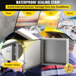 VEVOR NEMA Steel Case, 24x24x8'' NEMA 4X Metal Electric Enclosure, IP66 Water & Dust Resistant, Suitable for Both Outdoor & Indoor Use, Includes Mounting Plate