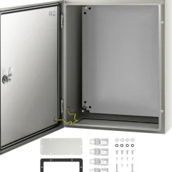 VEVOR NEMA Steel Case, 20x16x6'' NEMA 4X Metal Electric Enclosure, IP66 Water & Dust Resistant, Suitable for Both Outdoor/Indoor Use, Includes Mounting Plate