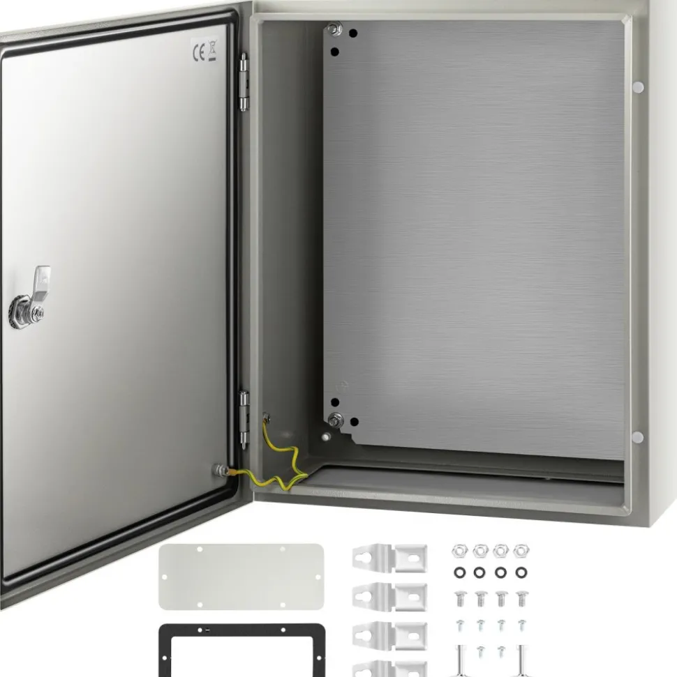 VEVOR NEMA Steel Case, 20x16x6'' NEMA 4X Metal Electric Enclosure, IP66 Water & Dust Resistant, Suitable for Both Outdoor/Indoor Use, Includes Mounting Plate