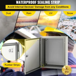 VEVOR NEMA Steel Case, 20x16x6'' NEMA 4X Metal Electric Enclosure, IP66 Water & Dust Resistant, Suitable for Both Outdoor/Indoor Use, Includes Mounting Plate