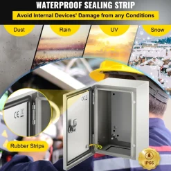 VEVOR NEMA Steel Enclosure 12×8×6,NEMA 4X Steel Electrical Box,IP66 Waterproof & Dustproof,Outdoor/Indoor Electrical Junction Box,with Mounting Plate