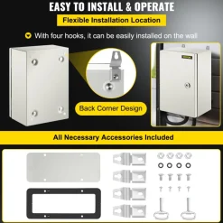 VEVOR NEMA Steel Enclosure 12×8×6,NEMA 4X Steel Electrical Box,IP66 Waterproof & Dustproof,Outdoor/Indoor Electrical Junction Box,with Mounting Plate