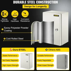 VEVOR NEMA Steel Enclosure 12×8×6,NEMA 4X Steel Electrical Box,IP66 Waterproof & Dustproof,Outdoor/Indoor Electrical Junction Box,with Mounting Plate