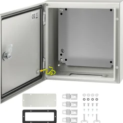 VEVOR NEMA Steel Enclosure, 12 x 12 x 6'' NEMA 4X Steel Electrical Box, IP66 Waterproof & Dustproof, Outdoor/Indoor Electrical Junction Box, with Mounting Plate
