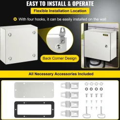 VEVOR NEMA Steel Enclosure, 12 x 12 x 6'' NEMA 4X Steel Electrical Box, IP66 Waterproof & Dustproof, Outdoor/Indoor Electrical Junction Box, with Mounting Plate