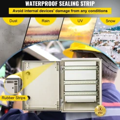 VEVOR NEMA Steel Enclosure, 16 x 12 x 8'' NEMA 4X Fiberglass Electrical Box, IP66 Waterproof & Dustproof, Outdoor/Indoor Electrical Junction Box, with Mounting Plate(40 x 30 x 20 cm)