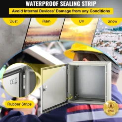 VEVOR NEMA Steel Enclosure, 16 x 16 x 8'' NEMA 4X Steel Electrical Box, IP66 Waterproof & Dustproof, Outdoor/Indoor Electrical Junction Box, with Mounting Plate