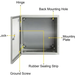 VEVOR NEMA Steel Enclosure, 16 x 16 x 8'' NEMA 4X Steel Electrical Box, IP66 Waterproof & Dustproof, Outdoor/Indoor Electrical Junction Box, with Mounting Plate
