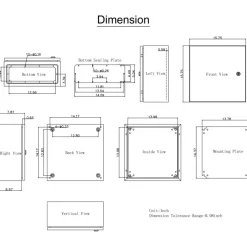 VEVOR NEMA Steel Enclosure, 16 x 16 x 8'' NEMA 4X Steel Electrical Box, IP66 Waterproof & Dustproof, Outdoor/Indoor Electrical Junction Box, with Mounting Plate
