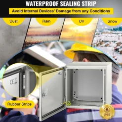 VEVOR NEMA Steel Enclosure, 12 x 12 x 8'' NEMA 4X Steel Electrical Box, IP66 Waterproof & Dustproof, Outdoor/Indoor Electrical Junction Box, with Mounting Plate