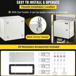 VEVOR NEMA Steel Enclosure, 12 x 12 x 8'' NEMA 4X Steel Electrical Box, IP66 Waterproof & Dustproof, Outdoor/Indoor Electrical Junction Box, with Mounting Plate