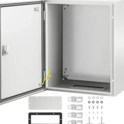 VEVOR NEMA Steel Enclosure, 20 x 16 x 10'' NEMA 4X Steel Electrical Box, IP66 Waterproof & Dustproof, Outdoor/Indoor Electrical Junction Box, with Mounting Plate