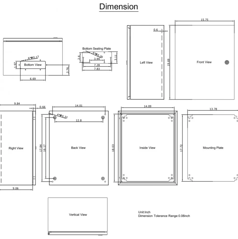VEVOR NEMA Steel Enclosure, 20 x 16 x 10'' NEMA 4X Steel Electrical Box, IP66 Waterproof & Dustproof, Outdoor/Indoor Electrical Junction Box, with Mounting Plate