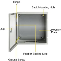 VEVOR NEMA Steel Enclosure, 16 x 16 x 6'' NEMA 4X Steel Electrical Box, IP66 Waterproof & Dustproof, Outdoor/Indoor Electrical Junction Box, with Mounting Plate