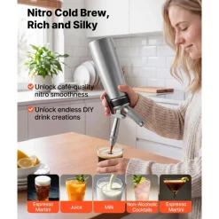 VEVOR Nitro Cold Brew Coffee Maker 17 oz Nitrogen Dispenser System, Home Brew Coffee Keg, Portable Nitrogen Infuser with Dispenser and Pressure Relieving Valve, Gift for Coffee Lovers