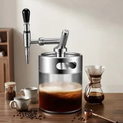 VEVOR Nitro Cold Brew Coffee Maker 135 oz Nitrogen Dispenser System, Home Brew Coffee Keg, Portable Nitrogen Infuser with Dispenser and Pressure Relieving Valve, Gift for Coffee Lovers