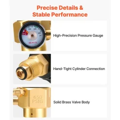 VEVOR Nitrogen Purging Regulator, Nitrogen Purge Control Valve with 650PSI Test Pressure, 4-Position Flow Control (TST/PRG/BRZ/OFF) for Brazing, Pipeline Purging, Leak Checking & Pressure Testing