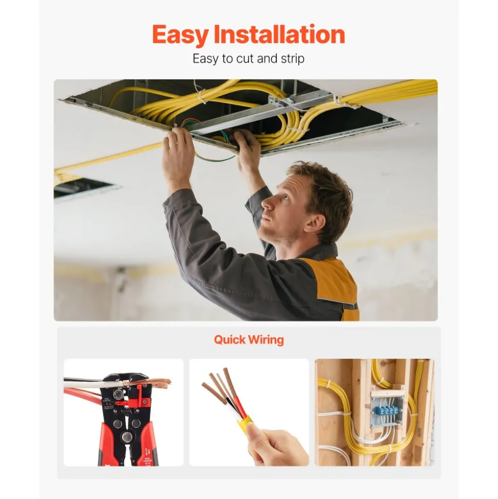 VEVOR NM-B Wire, 6AWG/3C Non-Mettalic Residential Indoor Electrical Wire with Ground, PVC Sheathed High-Purity Copper Core Cable, for Outlets, Switches, Other Loads & Lighting Wiring Projects(50 ft)