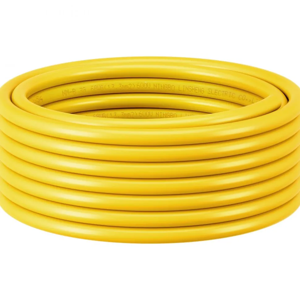 VEVOR NM-B Wire, 6AWG/3C Non-Mettalic Residential Indoor Electrical Wire with Ground, PVC Sheathed High-Purity Copper Core Cable, for Outlets, Switches, Other Loads & Lighting Wiring Projects(50 ft)