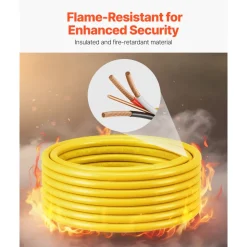VEVOR NM-B Wire, 6AWG/3C Non-Mettalic Residential Indoor Electrical Wire with Ground, PVC Sheathed High-Purity Copper Core Cable, for Outlets, Switches, Other Loads & Lighting Wiring Projects(50 ft)