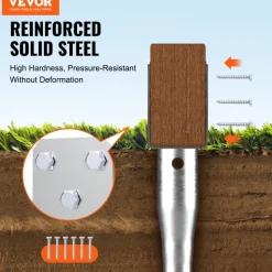 VEVOR No Dig Ground Anchor, 1 Pack 3.94 x 2.76 x 27.56 in DIY Screw in Post Stake, Includes 6 Lag Bolts & a Rebar, U-Shape Heavy Duty Steel Post Holder, Great for Mailbox Posts and Fence Posts