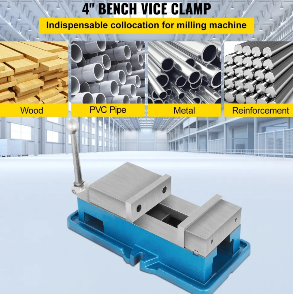 VEVOR Non Swivel Milling Lockdown Vise 4 Inch Precision Bench Clamp 100mm Width Drill Press Clamp 4 Inch Jaw Opening for Finishing Milling Machines Drilling Machines Precision Parts
