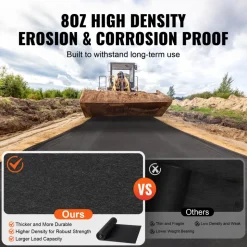 VEVOR Non Woven Geotextile Fabric Under Gravel, 6x50FT 8OZ Driveway Fabric Landscape Fabric, Heavy Duty Weed Barrier Fabric, Ground Cover Weed Control Fabric, French Drains Drainage Fabric, Black