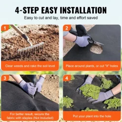 VEVOR Non Woven Geotextile Fabric Under Gravel, 4x100FT 8OZ Driveway Fabric Landscape Fabric, Heavy Duty Weed Barrier Fabric, Ground Cover Weed Control Fabric, French Drains Drainage Fabric, Black