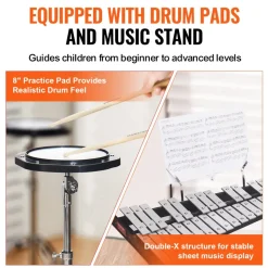 VEVOR 32 Note Glockenspiel Xylophone Bell Kit, Professional Percussion Instrument Set with Mallets, Drum Sticks, Music Stand, 8