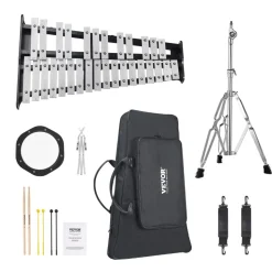 VEVOR 30 Note Glockenspiel Xylophone Bell Kit, Professional Percussion Instrument Set with Mallets, Drum Sticks, Music Stand, 8