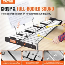 VEVOR 30 Note Glockenspiel Xylophone Bell Kit, Professional Percussion Instrument Set with Mallets, Drum Sticks, Music Stand, 8