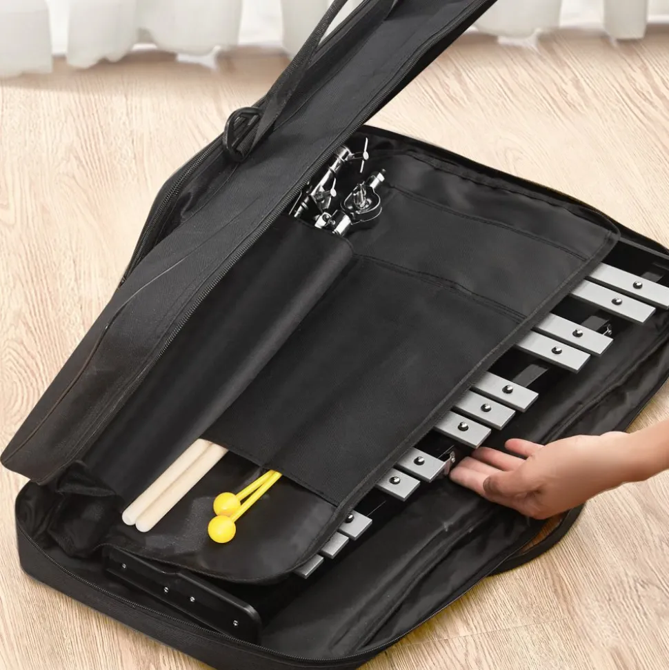 VEVOR 30 Note Glockenspiel Xylophone Bell Kit, Professional Percussion Instrument Set with Mallets, Drum Sticks, Music Stand, 8" Practice Pad, Adjustable Stand and Carrying Bag for Students & Adults