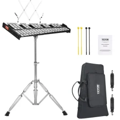 VEVOR 32 Note Glockenspiel Xylophone Bell Kit, Percussion Instrument with Mallets, Drum Sticks and Carrying Bag, Professional Glockenspiel Xylophone Percussion Instrument Set for Adults & Students