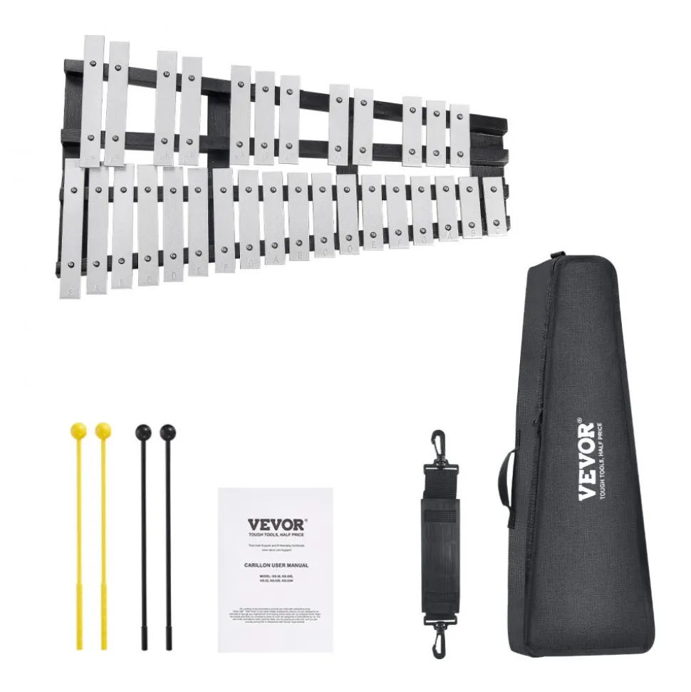 VEVOR 30 Note Glockenspiel Xylophone Bell Kit, Percussion Instrument with Mallets, Drum Sticks and Carrying Bag, Professional Glockenspiel Xylophone Percussion Instrument Set for Students & Adults
