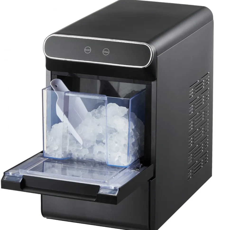 VEVOR Nugget Ice Maker, 37lbs/24H Pebble Ice Maker with Self Cleaning, Chewable Ice Maker with Ice Scoop and Basket, Stainless Steel Ice Machine with Convenient Ice Transfer for Home Kitchen Office