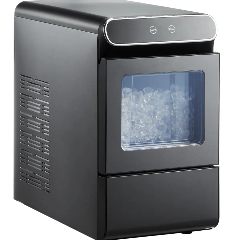 VEVOR Nugget Ice Maker, 37lbs/24H Pebble Ice Maker with Self Cleaning, Chewable Ice Maker with Ice Scoop and Basket, Stainless Steel Ice Machine with Convenient Ice Transfer for Home Kitchen Office