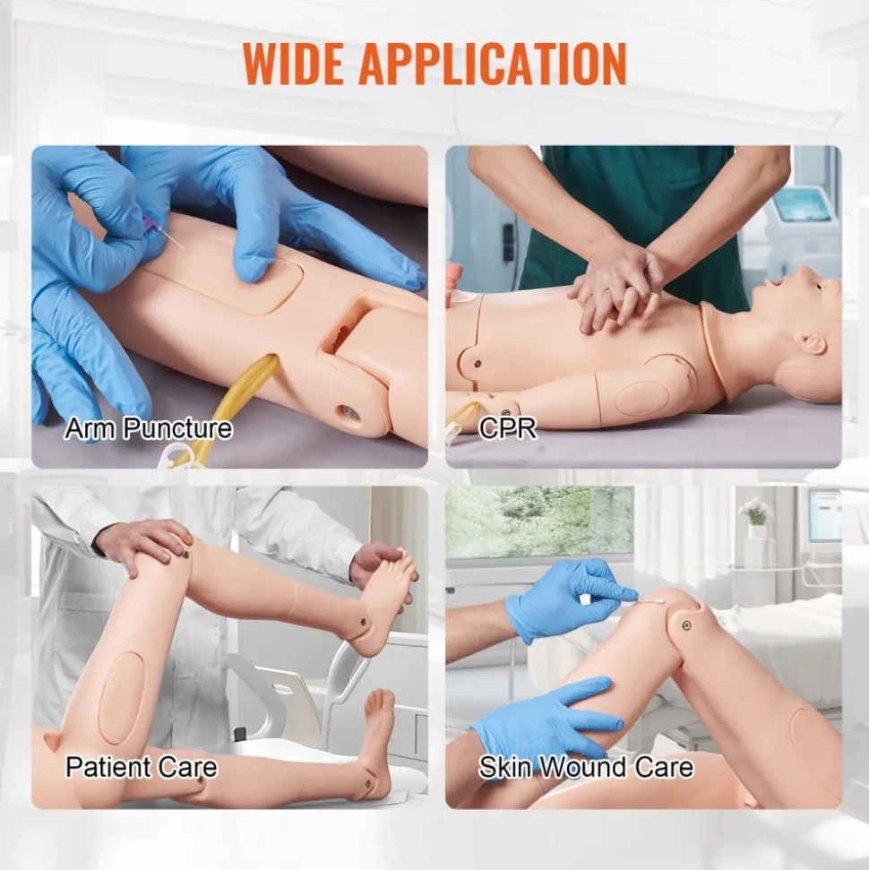 VEVOR Nursing Training Manikin, Male/Female Life Size Demonstration Human Manikin for Nursing Training, Multifunctional Education Teaching Model, PVC Anatomical Mannequin Body Care Simulator Model