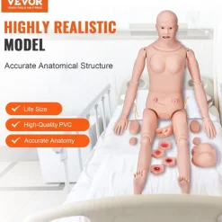 VEVOR Nursing Training Manikin, Male/Female Life Size Demonstration Human Manikin for Nursing Training, Multifunctional Education Teaching Model, PVC Anatomical Mannequin Body Care Simulator Model