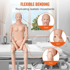 VEVOR Nursing Training Manikin, Male/Female Life Size Demonstration Human Manikin for Nursing Training, Multifunctional Education Teaching Model, PVC Anatomical Mannequin Body Care Simulator Model