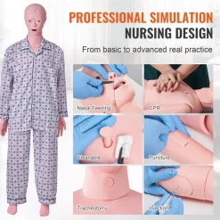 VEVOR Nursing Training Manikin, Male Life Size Demonstration Human Manikin for Nursing Training, Multifunctional Education Teaching Model Supplies, PVC Anatomical Mannequin Body Care Simulator Model