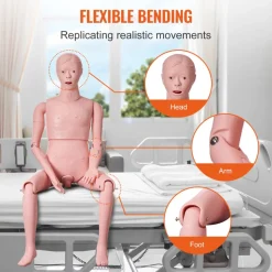 VEVOR Nursing Training Manikin, Male Life Size Demonstration Human Manikin for Nursing Training, Multifunctional Education Teaching Model Supplies, PVC Anatomical Mannequin Body Care Simulator Model