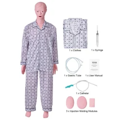 VEVOR Nursing Training Manikin, Male Life Size Demonstration Human Manikin for Nursing Training, Multifunctional Education Teaching Model Supplies, PVC Anatomical Mannequin Body Care Simulator Model