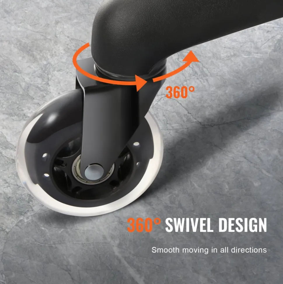 VEVOR Office Chair Wheels, Set of 5, 3 inch Caster Wheels Replacement for Hardwood Floors and Carpet, Heavy Duty Computer Gaming Desk Casters with 130 lbs Load Capacity, Universal Fit for Most Chairs