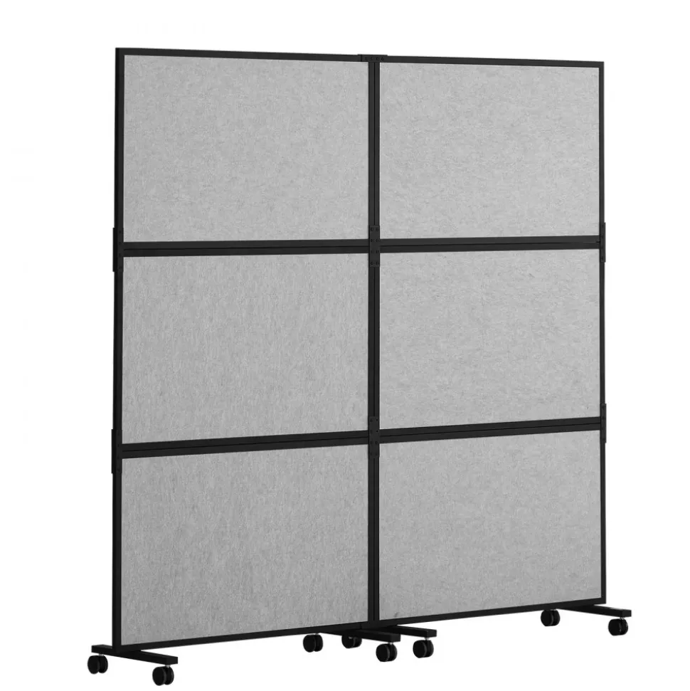 VEVOR Office Divider, 2 Panel Office Partition, Freestanding Office Divider Wall Partition & Privacy Divider Reduce Noise and Room Separation, Light Grey