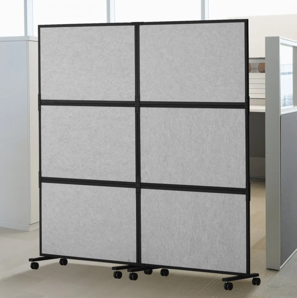 VEVOR Office Divider, 2 Panel Office Partition, Freestanding Office Divider Wall Partition & Privacy Divider Reduce Noise and Room Separation, Light Grey