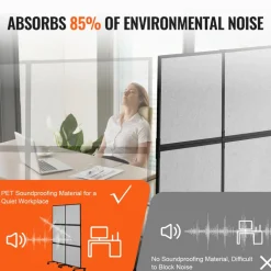 VEVOR Office Divider, 2 Panel Office Partition, Freestanding Office Divider Wall Partition & Privacy Divider Reduce Noise and Room Separation, Light Grey