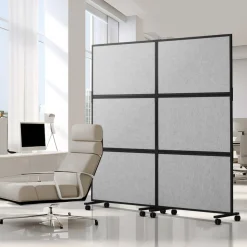 VEVOR Office Divider, 2 Panel Office Partition, Freestanding Office Divider Wall Partition & Privacy Divider Reduce Noise and Room Separation, Light Grey