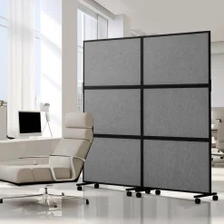 VEVOR Office Divider, 2 Panel Office Partition, Freestanding Office Divider Wall Partition & Privacy Divider Reduce Noise and Room Separation, Dark Grey